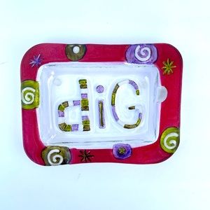 Hand-Blown Fused Glass Dish “DIG” by Lori Siebert for Silvestri.